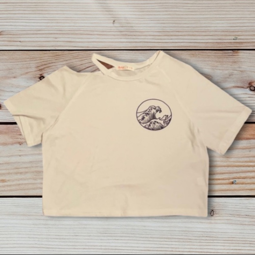 🌊ROMWE Short Sleeve Crop Top